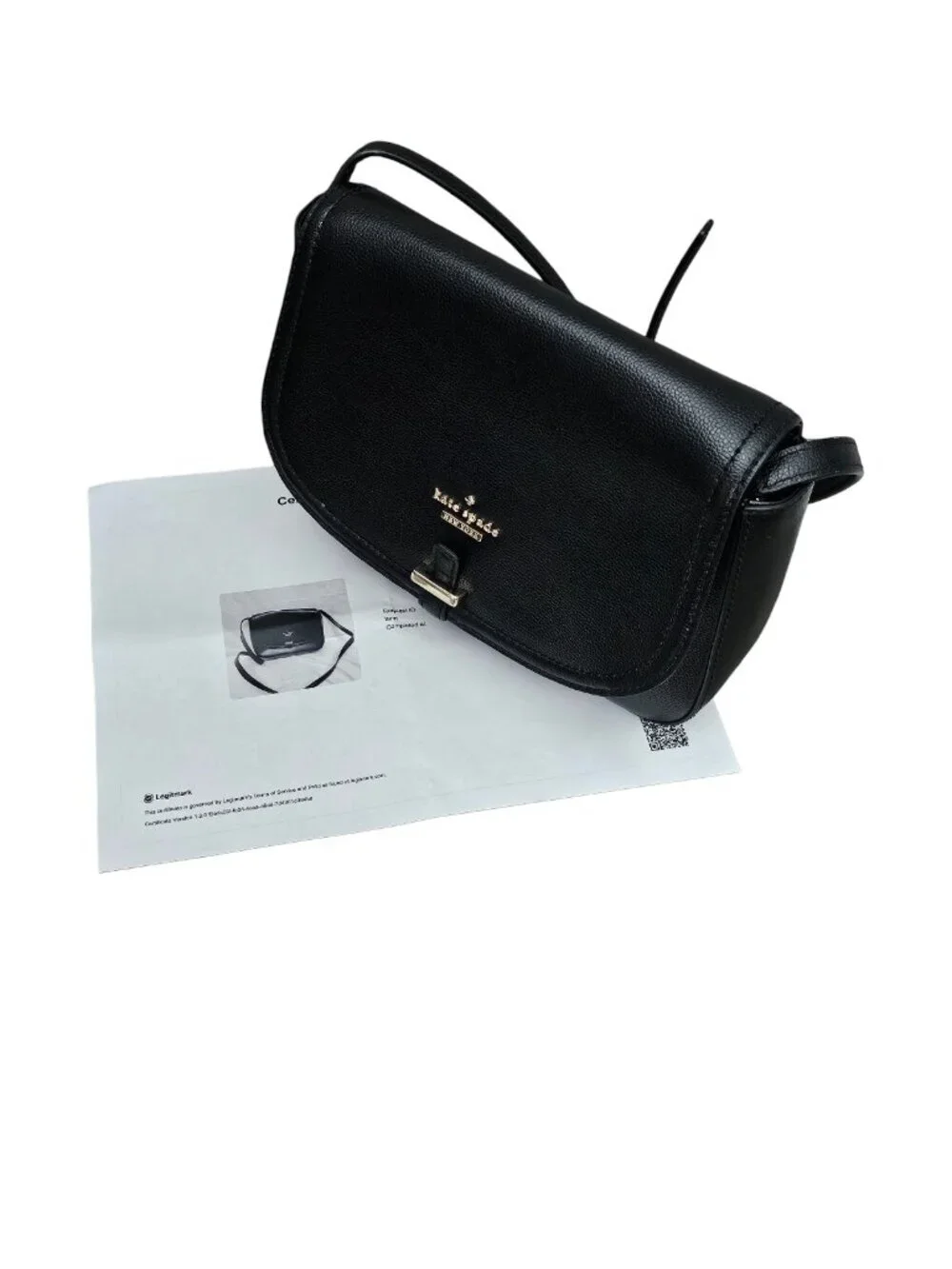 Kate Spade Kailey Patterson Drive Leather Black Saddle Shoulder Bag COA